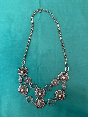 Ruby Rd Statement Necklace Gold Tone Medallions #23A